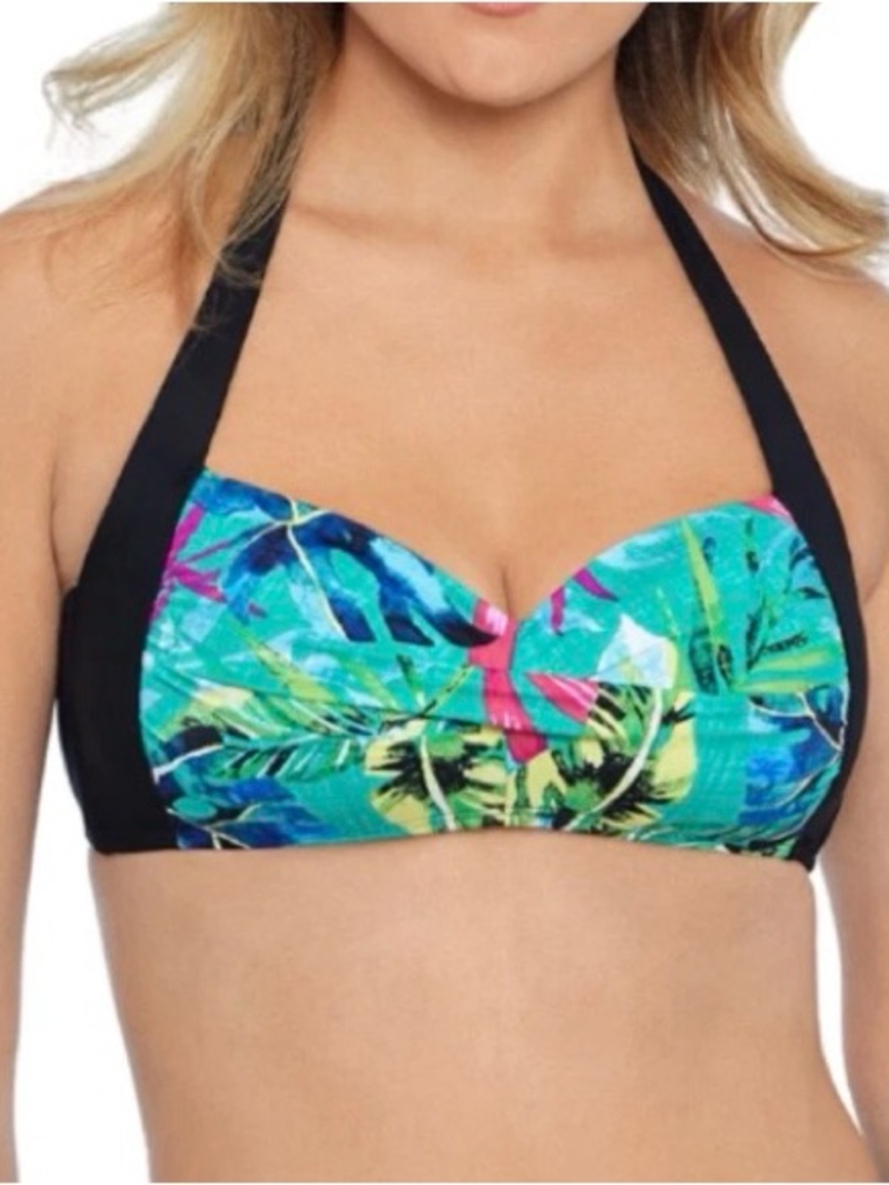 Sonnet Shores Multi-Colored Tropical print Ruched Front Bikini Swim Top Size 10